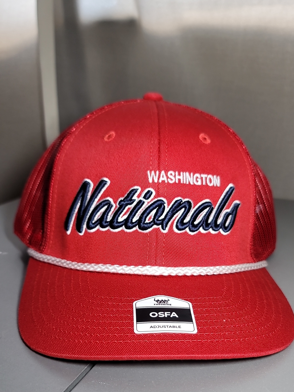 Washington Nationals Red Rope-Trim Adjustable Hat